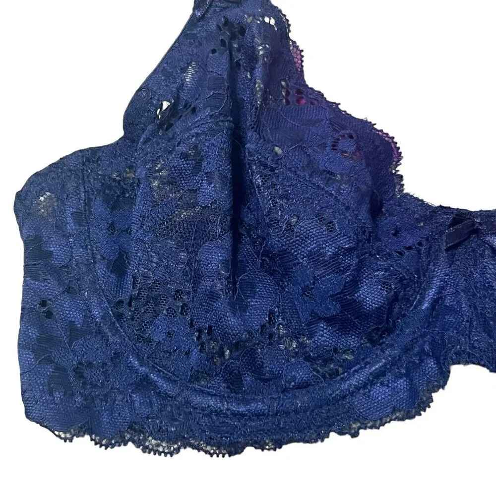 Adored Women's Chelsey Unlined Underwire Bra‎ Lace Navy Blue 34D NWT